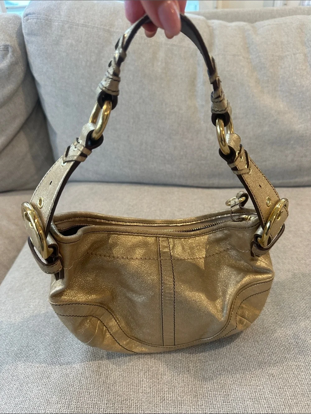 Coach Vintage Metallic Gold Leather Shoulder Bag